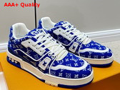 LV Trainer Sneaker in Blue Monogram Textile 1ABFRM Replica