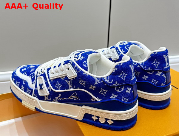 LV Trainer Sneaker in Blue Monogram Textile 1ABFRM Replica