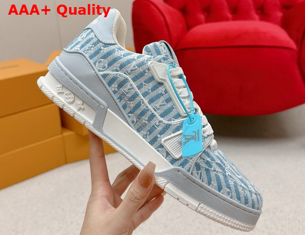 LV Trainer Sneaker in Blue Monogram Textile 1ABNLF Replica