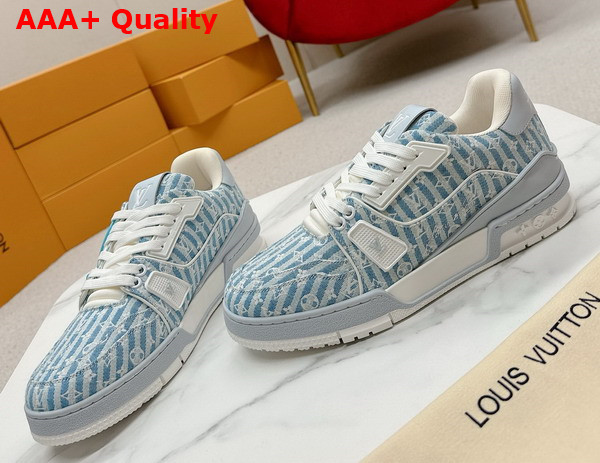 LV Trainer Sneaker in Blue Monogram Textile 1ABNLF Replica