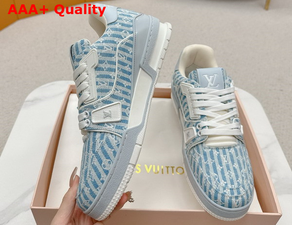 LV Trainer Sneaker in Blue Monogram Textile 1ABNLF Replica