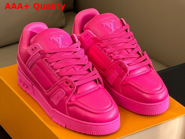 LV Trainer Sneaker in Fuchsia Calf Leather 1AC5C9 Replica