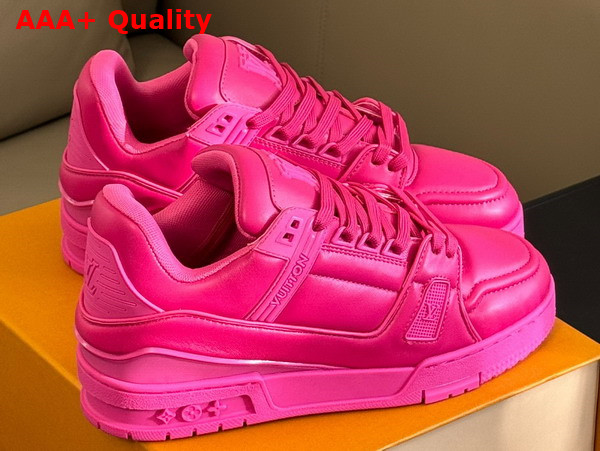 LV Trainer Sneaker in Fuchsia Calf Leather 1AC5C9 Replica