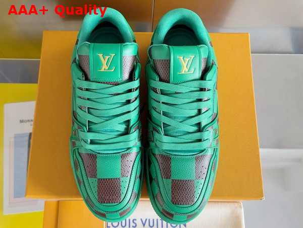 LV Trainer Sneaker in Green Damier Calf Leather 1ACN59 Replica