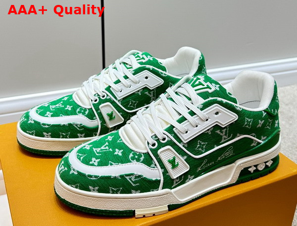 LV Trainer Sneaker in Green Monogram Textile 1ABFS6 Replica