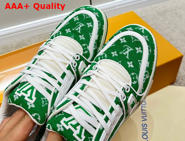 LV Trainer Sneaker in Green Monogram Textile 1ABFS6 Replica