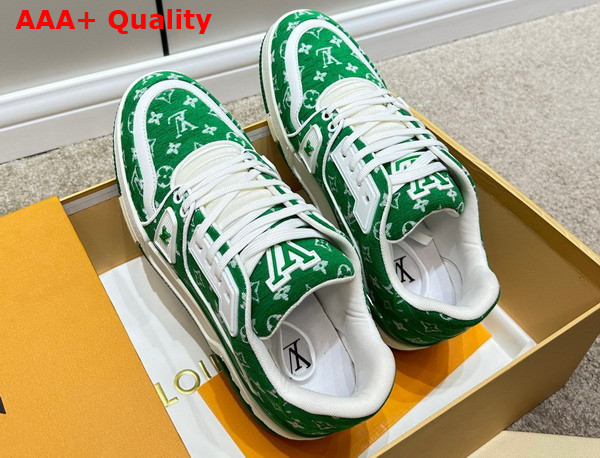 LV Trainer Sneaker in Green Monogram Textile 1ABFS6 Replica