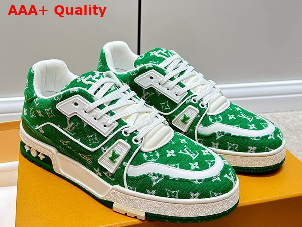 LV Trainer Sneaker in Green Monogram Textile 1ABFS6 Replica