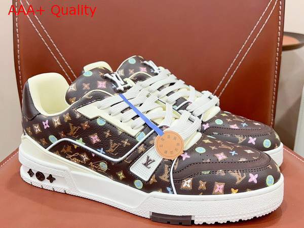 LV Trainer Sneaker in Moka Brown Monogram Printed Grained Calf Leather 1ACXB1 Replica