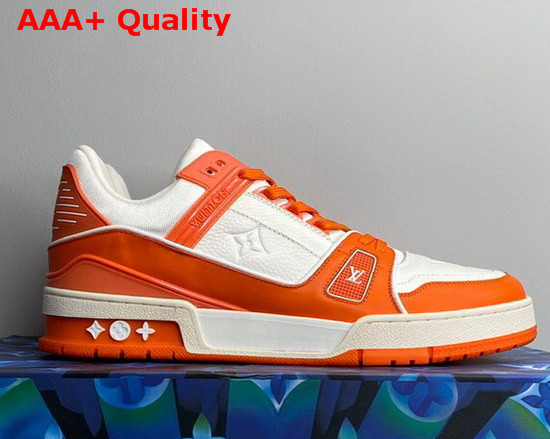 LV Trainer Sneaker in Orange Monogram Embossed Grained Calf Leather 1A811O Replica