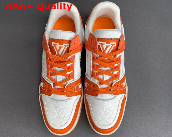 LV Trainer Sneaker in Orange Monogram Embossed Grained Calf Leather 1A811O Replica