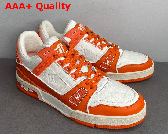 LV Trainer Sneaker in Orange Monogram Embossed Grained Calf Leather 1A811O Replica