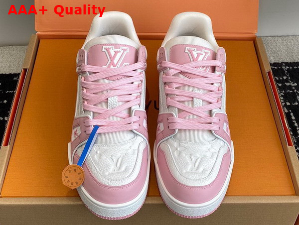 LV Trainer Sneaker in Pink Grained Calf Leather 1AGZCN Replica