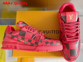 LV Trainer Sneaker in Red Damier Calf Leather 1ACN40 Replica