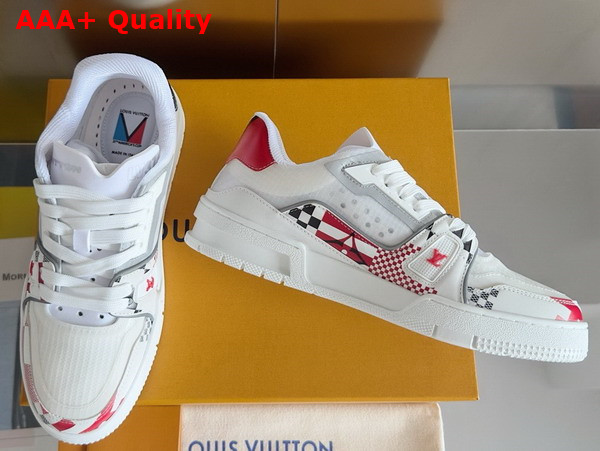 LV Trainer Sneaker in Red Mix of Technical Materials 1AD6UD Replica