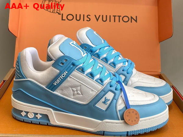 LV Trainer Sneaker in Sky Blue Grained Calf Leather 1AGZD6 Replica