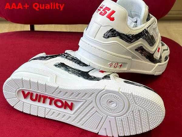 LV Trainer Sneaker in White Calf Leather with Black Graffiti Replica