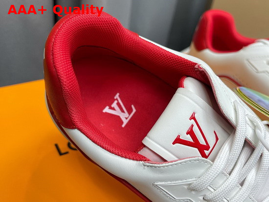 LV Trainer Sneaker in White Calf Leather with Dark Red Detailing Number 54 Signature at the Back of the Sneaker 1A8ZQ0 Replica