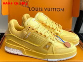 LV Trainer Sneaker in Yellow Grained Nubuck Calf Leather 1ACRMC Replica