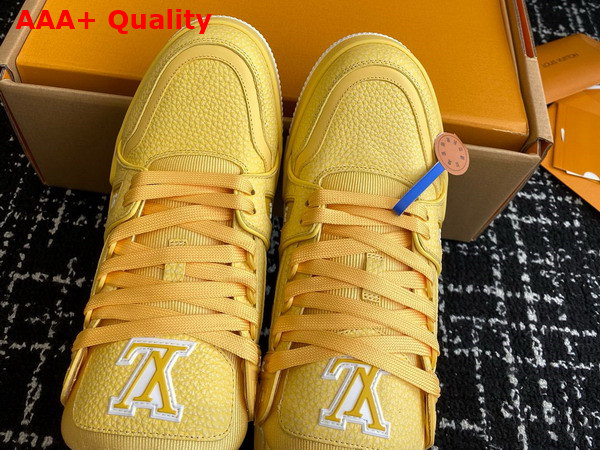 LV Trainer Sneaker in Yellow Grained Nubuck Calf Leather 1ACRMC Replica