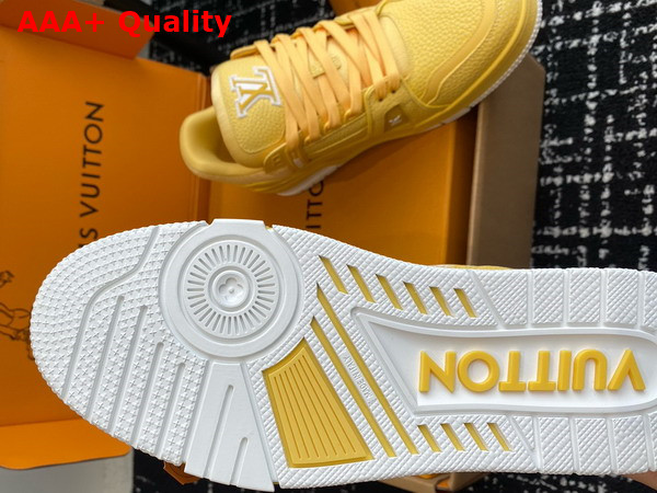 LV Trainer Sneaker in Yellow Grained Nubuck Calf Leather 1ACRMC Replica