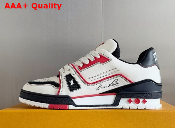 LV Trainer Sneaker is Reinterpreted in Grained Calf Leather with Colorful Accents 1AD7JN Replica