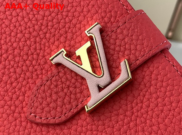 LV Vertical Compact Wallet in Dragon Fruit Pink Taurillon Leather M82461 Replica