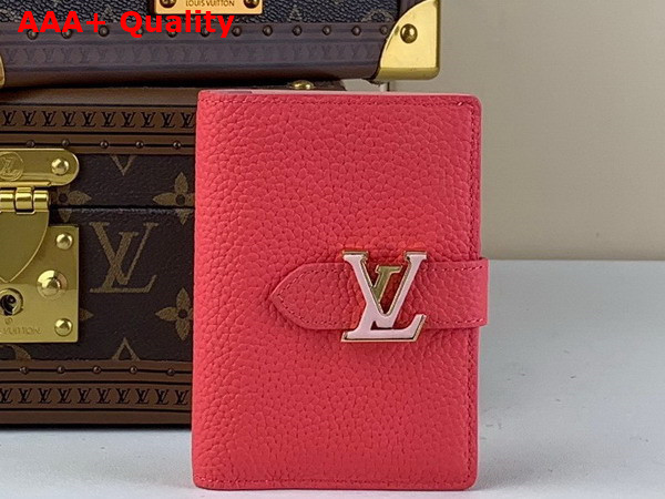 LV Vertical Compact Wallet in Dragon Fruit Pink Taurillon Leather M82461 Replica