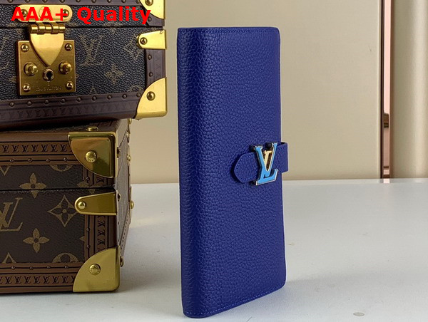 LV Vertical Wallet Capucines in Blue Taurillon Leather M82441 Replica