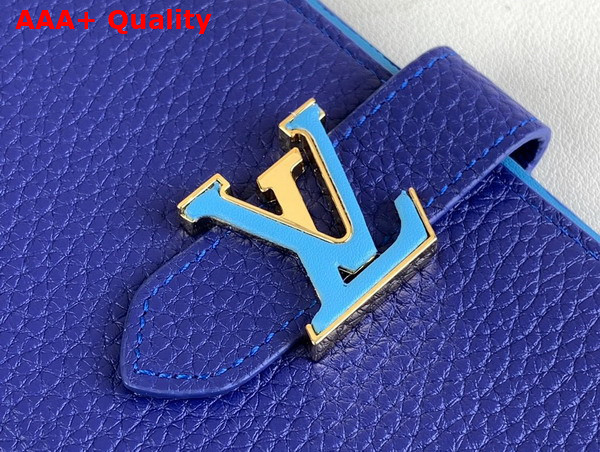 LV Vertical Wallet Capucines in Blue Taurillon Leather M82441 Replica