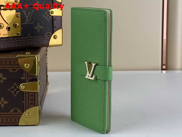 LV Vertical Wallet Capucines in Green Taurillon Leather Replica