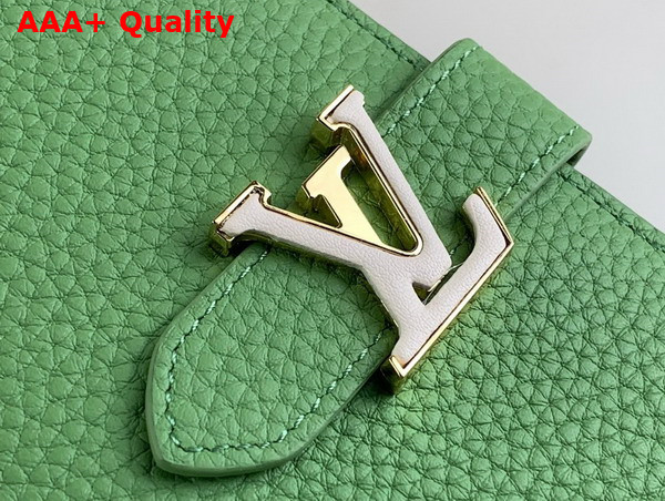 LV Vertical Wallet Capucines in Green Taurillon Leather Replica