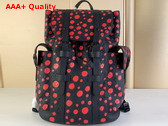 LV X YK Christopher Backpack Black and Red Taurillon Monogram Cowhide with Infinity Dots Print M21978 Replica