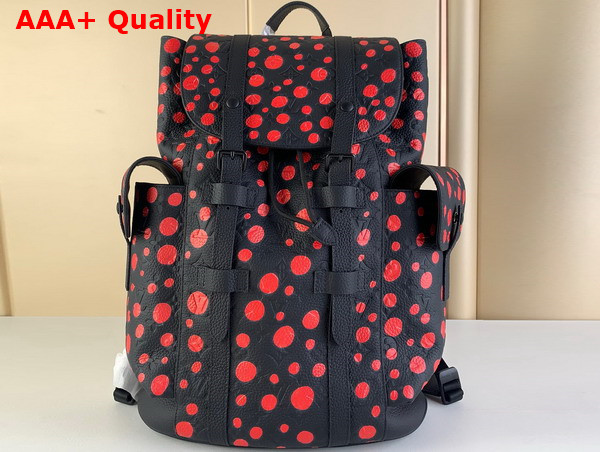 LV X YK Christopher Backpack Black and Red Taurillon Monogram Cowhide with Infinity Dots Print M21978 Replica