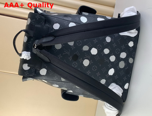 LV X YK Christopher MM Backpack Monogram Eclipse Coated Canvas with 3D Painted Dots Print Black and Silver M46403 Replica