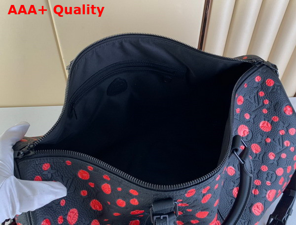 LV X YK Keepall 50 Taurillon Monogram Cowhide with Infinity Dots Print Black and Red M21674 Replica