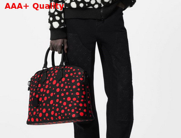 LV X YK Lock It Taurillon Monogram Cowhide with Infinity Dots Print Black and Red M21676 Replica