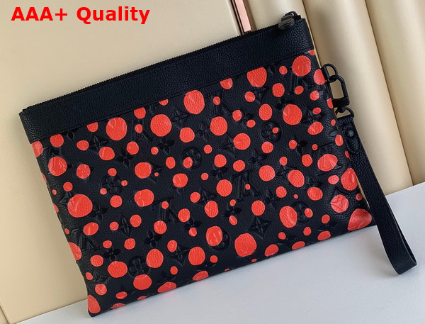 LV X YK Pochette To Go Taurillon Monogram Cowhide with Infinity Dots Print Black and Red M82019 Replica