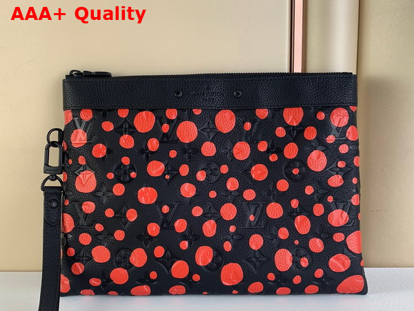 LV X YK Pochette To Go Taurillon Monogram Cowhide with Infinity Dots Print Black and Red M82019 Replica