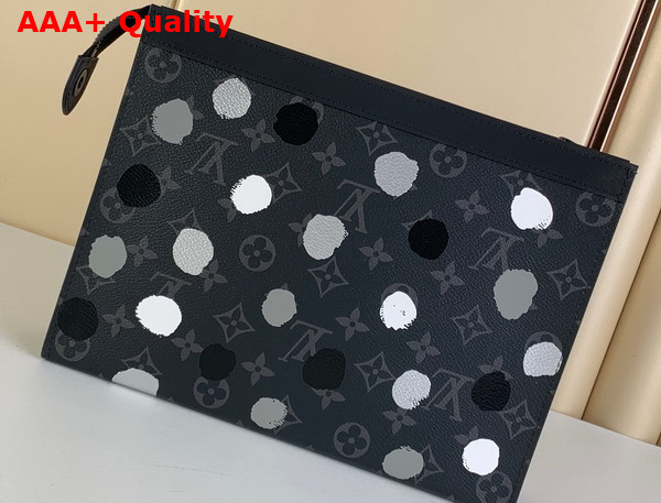 LV X YK Pochette Voyage Monogram Eclipse Coated Canvas with 3D Printed Black and Silver M81934 Replica