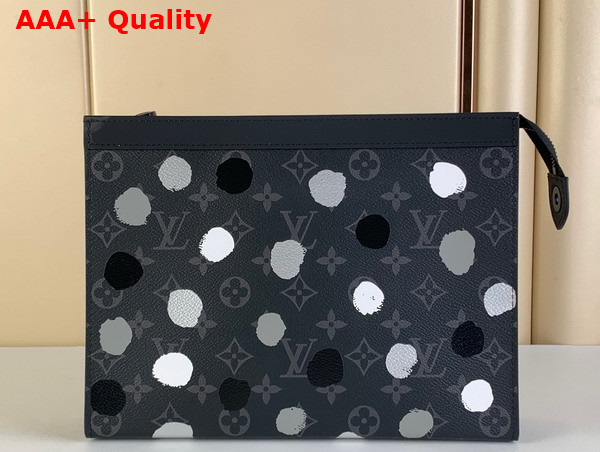 LV X YK Pochette Voyage Monogram Eclipse Coated Canvas with 3D Printed Black and Silver M81934 Replica