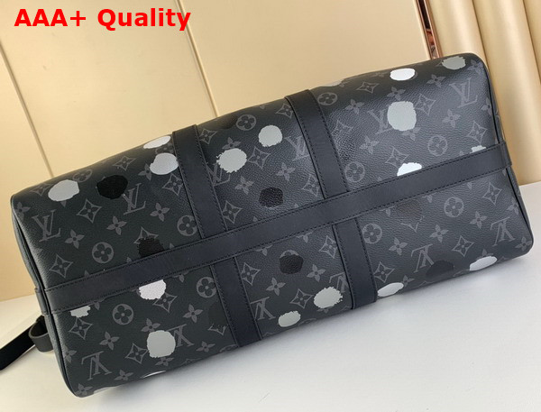 LV X YK keepall 45 Black and Silver Monogram Eclipse Coated Canvas with 3D Painted Dots Print M46400 Replica