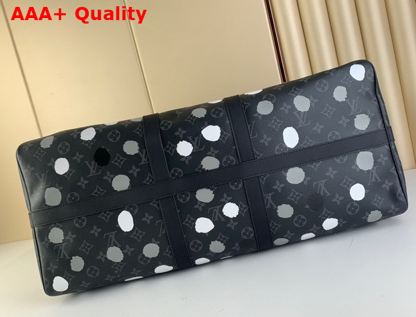 LV X YK keepall 50 Black and Silver Monogram Eclipse Coated Canvas with 3D Painted Dots Print Replica