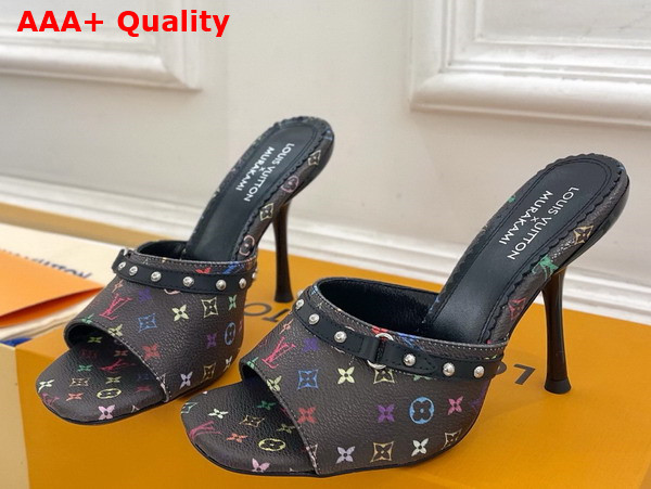 LV x TM 6am Mule Black Multicolored Monogram Coated Canvas Replica