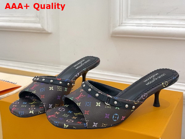 LV x TM 6am Mule in Black Multicolored Monogram Coated Canvas Replica