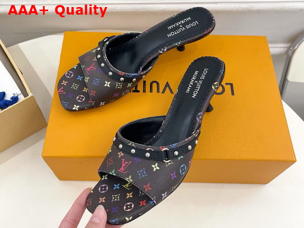 LV x TM 6am Mule in Black Multicolored Monogram Coated Canvas Replica