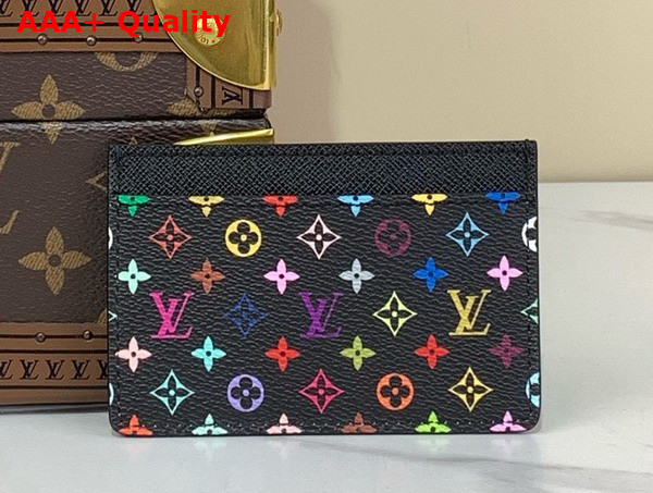 LV x TM Card Holder in Black Multicolored Monogram Coated Canvas Replica