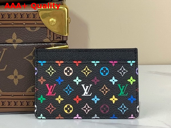 LV x TM Card Holder in Black Multicolored Monogram Coated Canvas Replica