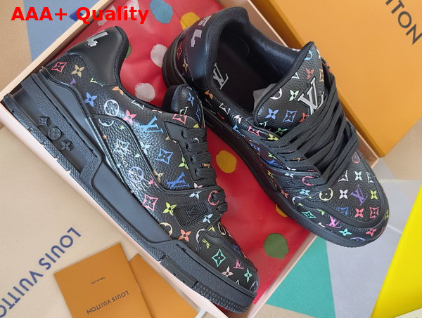 LV x TM LV Trainer Sneaker Noir Multicolored Grained Calf Leather 1AGZE3 Replica