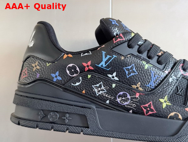 LV x TM LV Trainer Sneaker Noir Multicolored Grained Calf Leather 1AGZE3 Replica